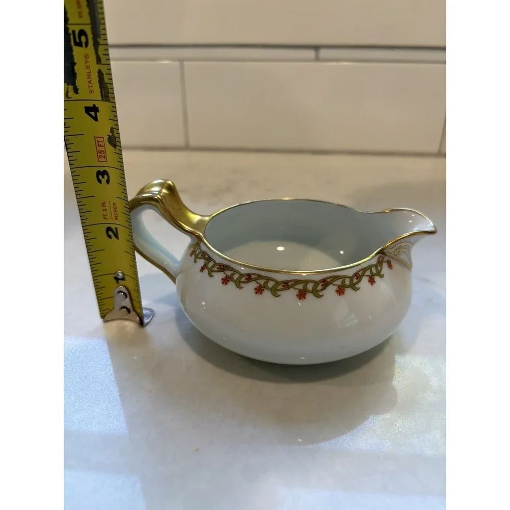 Haviland Schleiger 101 Green And Red Floral Scroll Creamer